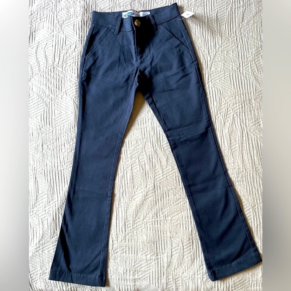 8 NWT Boot Cut Slim Fit Flat Front Chinos Uniform Pants, Cotton, Classic Navy - Picture 5 of 14